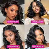 Loose Body Wave 200% Density 13x4 HD Transparent Lace Front Human Hair Wig for Women - Glueless Pre-Plucked Brazilian Hair, Natural Look, Full & Voluminous Waves, Short Bob Style, Blunt Cut, Available in 10/12/14/16 Inches, S