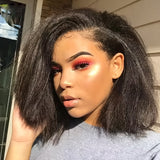 200% Density 13x4 HD Transparent Lace Front Human Hair Wig - Kinky Straight Brazilian Yaki Straight Glueless Pre-Plucked Wig for Women, 10-16 Inch Lengths, Natural Look & Comfort