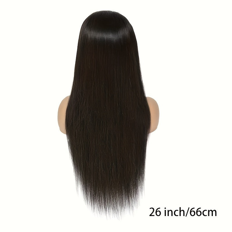 Women's Brazilian Human Hair Wig - Glueless Lace Front with 13x4 Pre-Plucked Baby Hair, 200% Density (Dense Volume), Natural Brown/Black, No Glue Needed, Comfortable & Easy Maintenance - Straight Hairstyle for Everyday, Parti