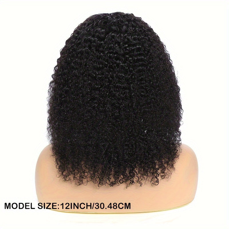 Afua Kinky Curly Lace Front Wigs Human Hair 4x4x1 Lace Closure Wigs 180% Density Kinky Curly Wigs with Brazilian Remy Hair Unprocessed Virgin Hair Wig Natural Color