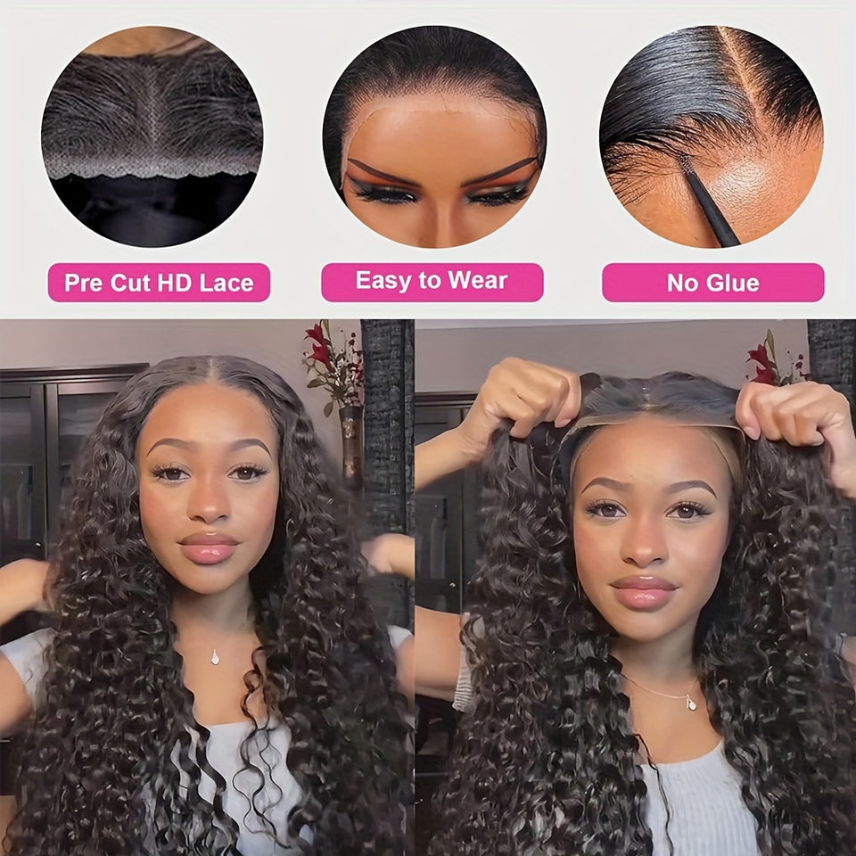 [200% Ready To Wear 5x5 Wig] 200% Ready To Wear 5x5 Bye Bye Knots Water Wave Human Hair Wig | Brazilian Virgin Hair Pre Plucked With Baby Hair | 5x5 Lace Closure Wigs For Women