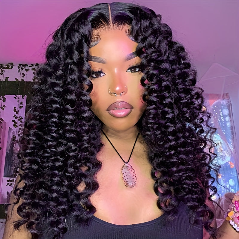 Brazilian Virgin 180% Density Bouncy Curly Human Hair Wig - 13x4 Lace Front Natural Hairline Spiral Curls Lace Frontal for Black Women