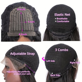 Afua Kinky Curly Lace Front Wigs Human Hair 4x4x1 Lace Closure Wigs 180% Density Kinky Curly Wigs with Brazilian Remy Hair Unprocessed Virgin Hair Wig Natural Color