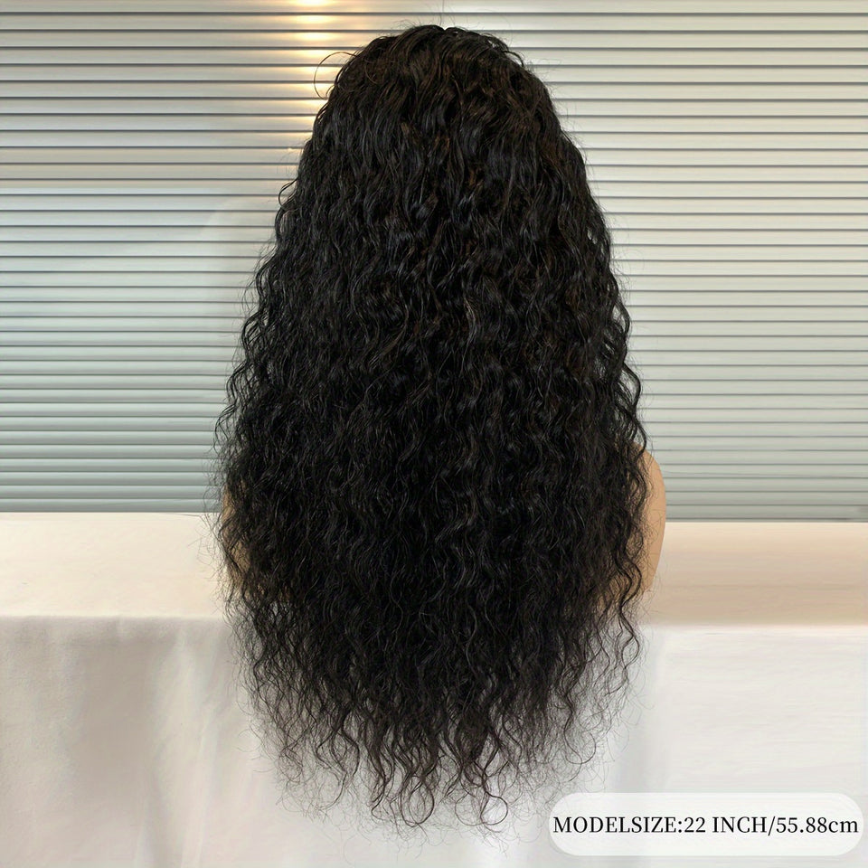 13x4 Deep Wave Lace Front Wigs Human Hair Deep Wave Curly Wig HD Lace Frontal Wigs Human Hair Pre Plucked Bleached Knots With Baby Hair Natural Color 200%