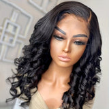 Brazilian Virgin 180% Density Bouncy Curly Human Hair Wig - 13x4 Lace Front Natural Hairline Spiral Curls Lace Frontal for Black Women