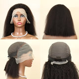 200% Density 13x4 HD Transparent Lace Front Human Hair Wig - Kinky Straight Brazilian Yaki Straight Glueless Pre-Plucked Wig for Women, 10-16 Inch Lengths, Natural Look & Comfort