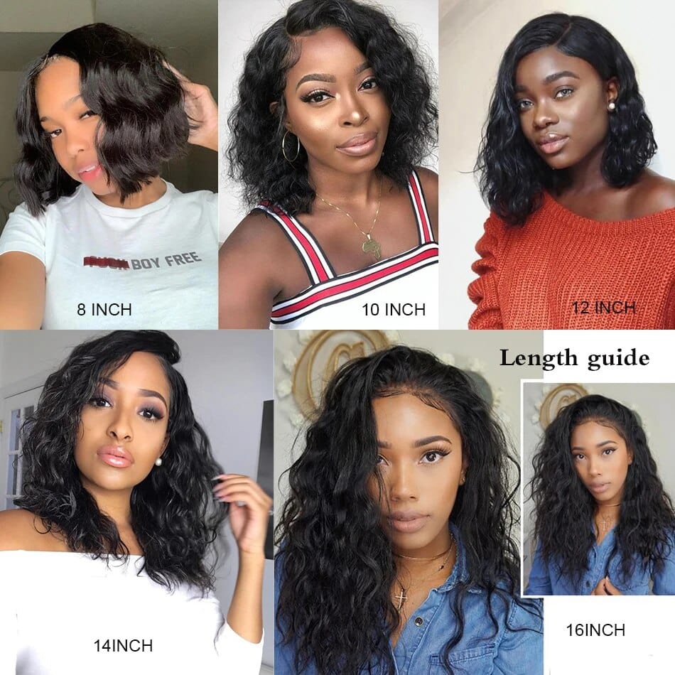 Zetvaa Premuim Human Hair 13x6 Short Bob HD Lace Front Human Hair Wigs Natural Wave Brazilian Remy Hair Full Lace Wig 200% Density For Black Women Luffy