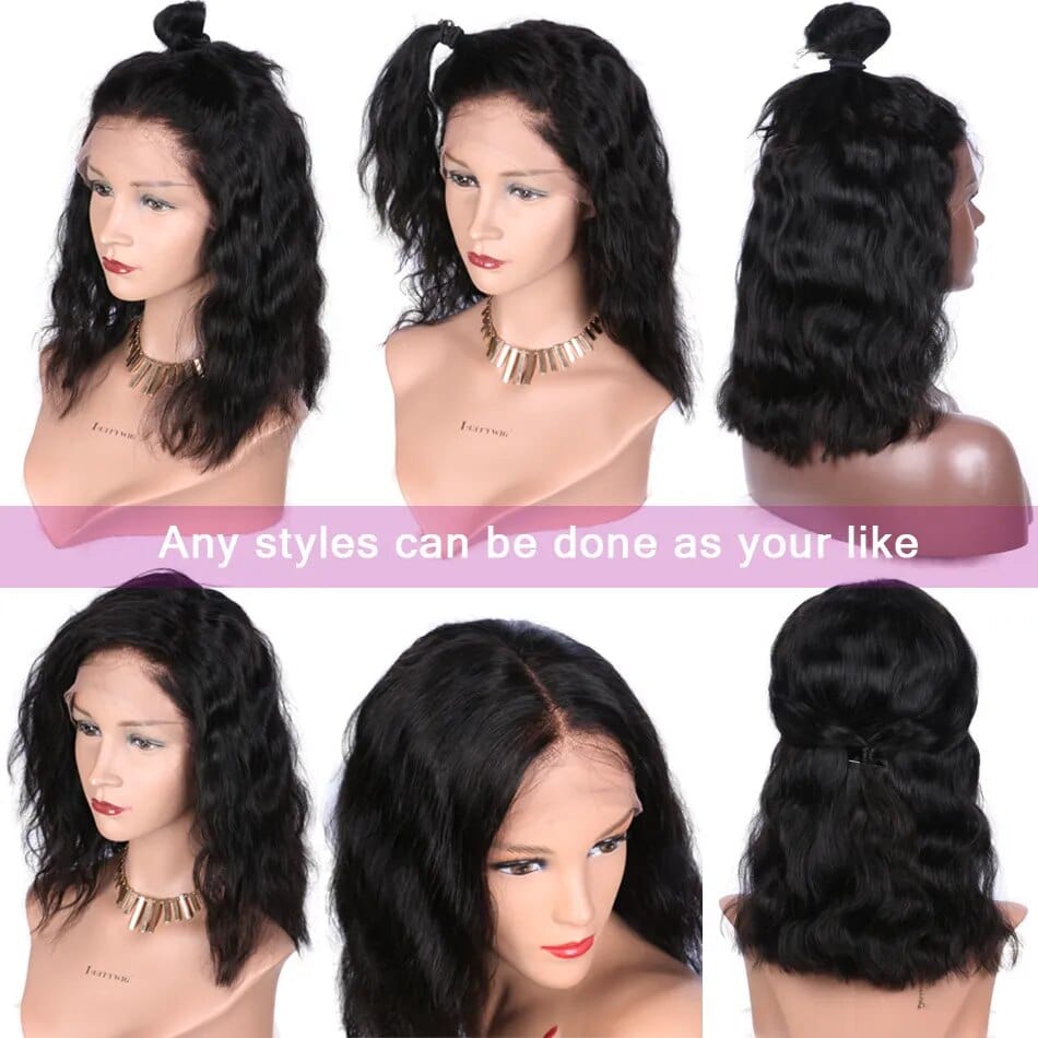 Zetvaa Premuim Human Hair 13x6 Short Bob HD Lace Front Human Hair Wigs Natural Wave Brazilian Remy Hair Full Lace Wig 200% Density For Black Women Luffy