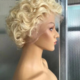 150/180 Density 13x6 Blonde Brazilian Curly Wig