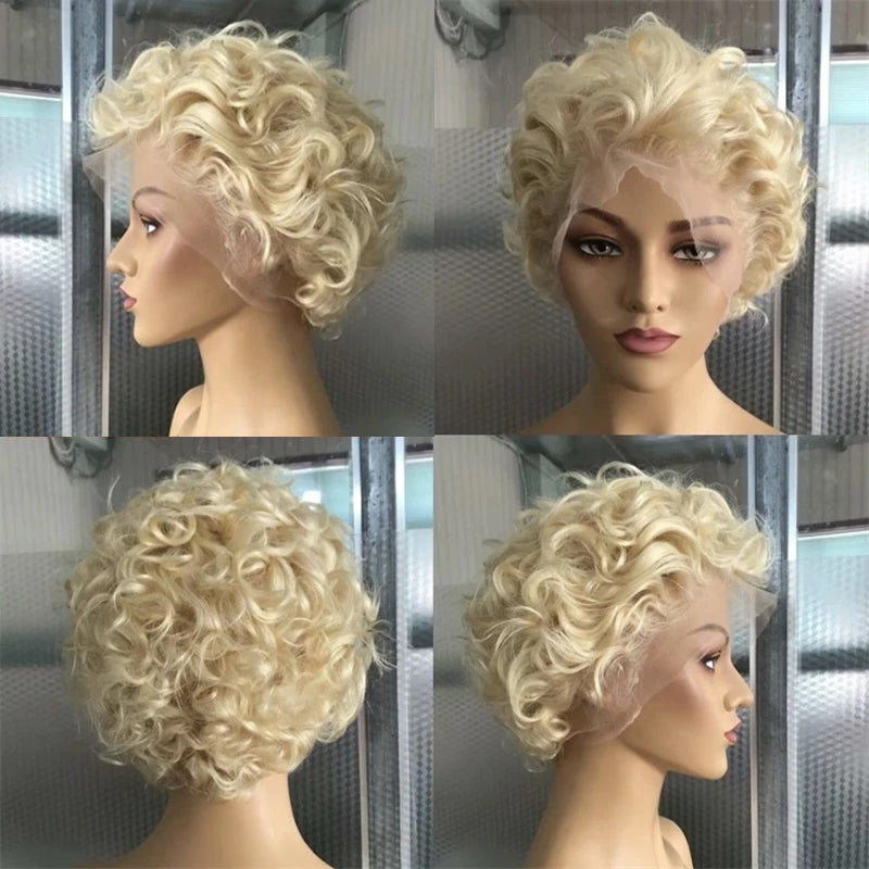 150/180 Density 13x6 Blonde Brazilian Curly Wig