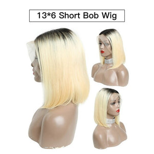 150% Density  Short Bob Blonde Human Hair Wig