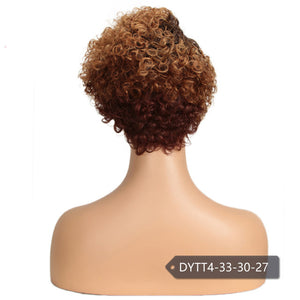 Curly Lace Front Wig Colored Short Curly Human Hair Wigs For Black Women Ombre Blond Brown Jerry Curl Lace Part Wig