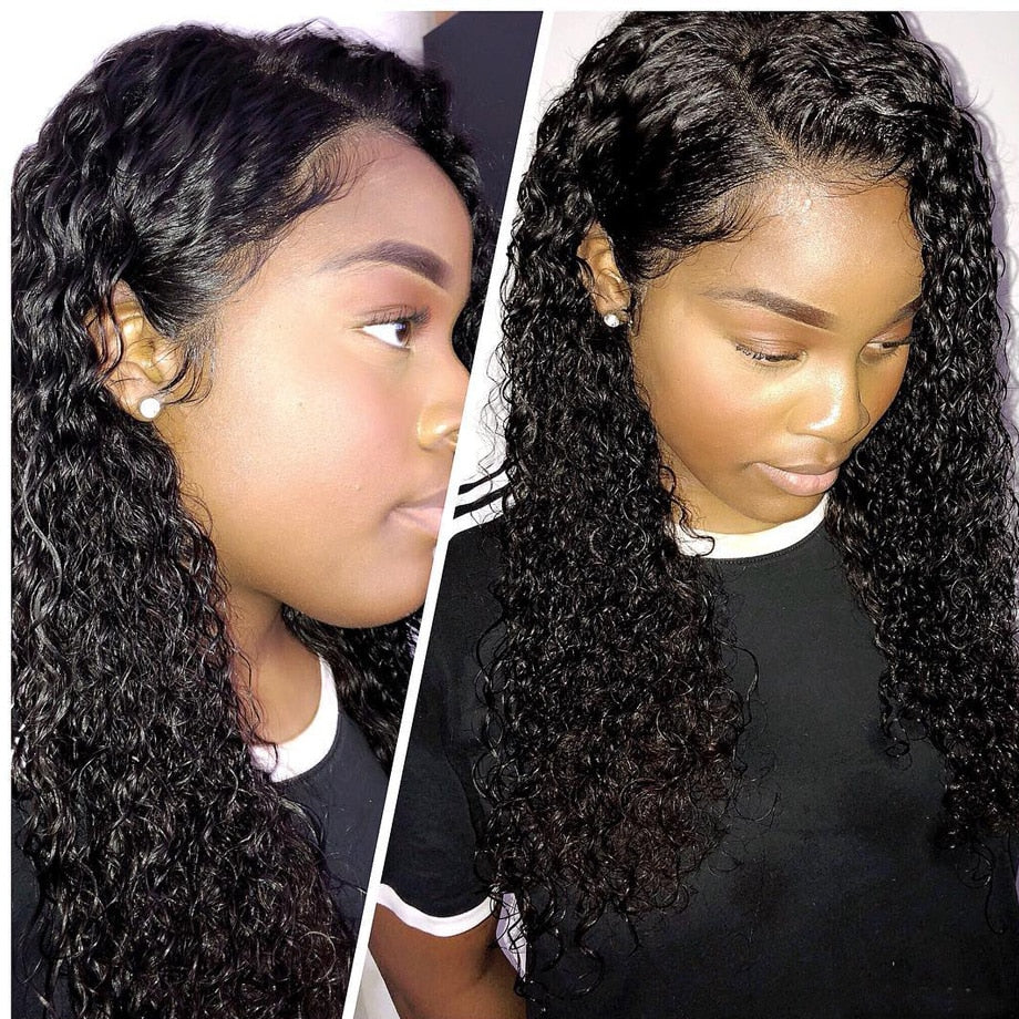 lace front human hair wigs for Black Women deep wave curly hd frontal bob wig brazilian afro short long 30 inch water wig full