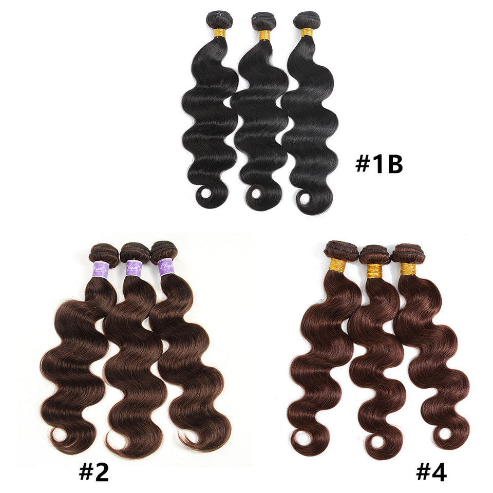 Brazilian Body Wave Hair Bundles 100% Human Hair Weave Natural Color #4 Brown Remy Hair Extension 1/3/4pcs Colored Weaving
