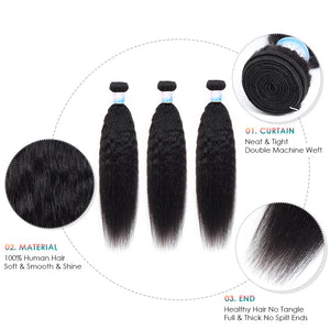Kinky Straight Hair Bundles 100% Human Hair Extensions Wholesale Vendor Yaki Straight Hair 3/4 Bundles Natural Hair Weave EMOL