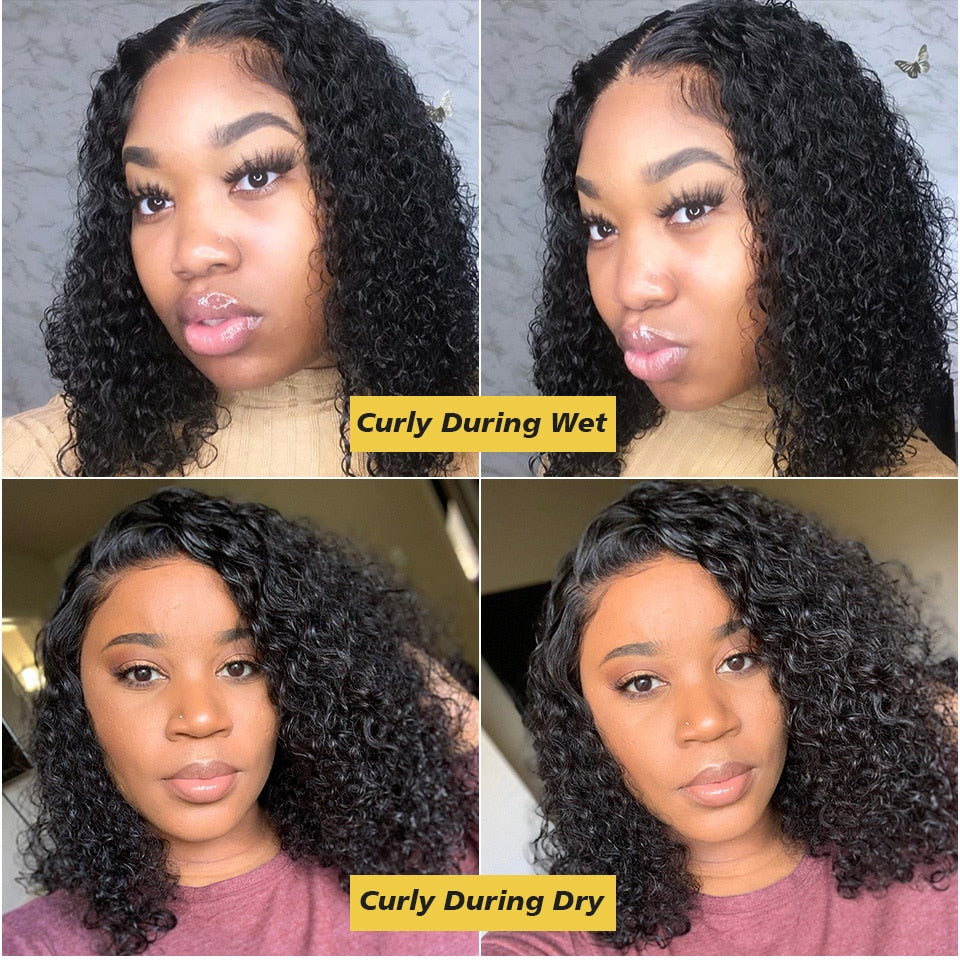 Afro Kinky Curly Bob Wig Lace Front Human Hair Wigs 13x4 Lace Frontal Wig Brazilian Natural Deep Curly Short Bob 4x4 Closure Wig