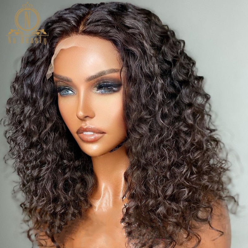 Kinky Curly Wig 13x6 Lace Front Wig Afro KInky Curly Hair Short Curly Human Hair Bob Wigs For Black Women Na Beauty 250%