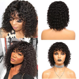 Ombre Brown Afro Curly Bob Wig Human Hair 1B/30 2 Tones None Lace Front Glueless Short Kinky Curly Full Machine Made Bob Wigs