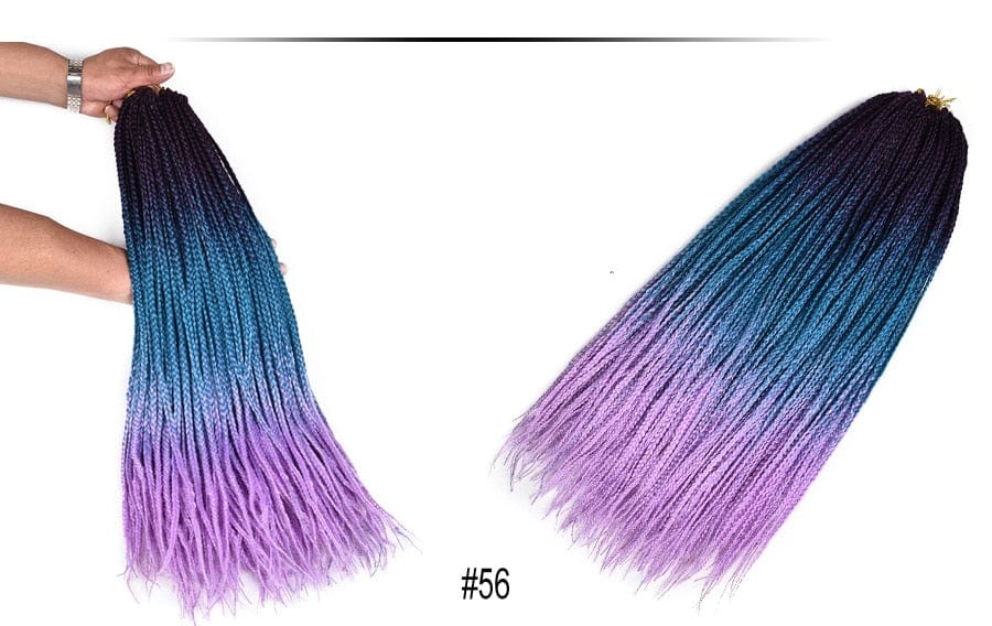 Zetvaa 1B / 24inches / China, 1Pack Colored Box Braid Crotchet Braid 24Inch Ombre Synthetic Braiding Hair Extension 22Roots Rainbow Crochet Hair African Braids