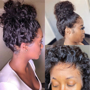 Zetvaa 360 Full Lace Wig Human Hair Pre Plucked 13x4 Lace Frontal Wigs For Women 30 32 Inch Water Wave Lace Front Wig Hd Curly Ponytail
