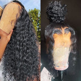 Zetvaa 360 Full Lace Wig Human Hair Pre Plucked 13x4 Lace Frontal Wigs For Women 30 32 Inch Water Wave Lace Front Wig Hd Curly Ponytail