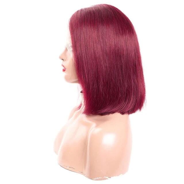Zetvaa #99J / 12inches / 150 Density 13x4 Wig Brazilian Bob Lace Front Straight Human Hair Wig