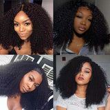 Zetvaa Afro Kinky Curly Wig Human Hair Mongolian Human Kinky Lace Frontal Wig Curly 250 Density Lace Closure Wig Bob Women Human Hair