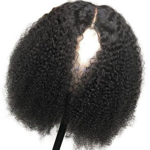 Zetvaa Afro Kinky Curly Wig Human Hair Mongolian Human Kinky Lace Frontal Wig Curly 250 Density Lace Closure Wig Bob Women Human Hair