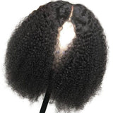 Zetvaa Afro Kinky Curly Wig Human Hair Mongolian Human Kinky Lace Frontal Wig Curly 250 Density Lace Closure Wig Bob Women Human Hair
