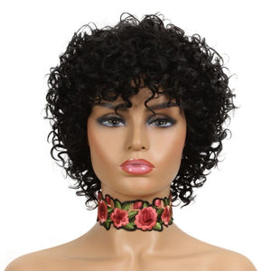 Zetvaa China / #1B Colored Short Afro Loose Curly Bob Human Hair Wigs For Women Natural Glueless Brazilian Remy Machine Made Blonde Red Wig