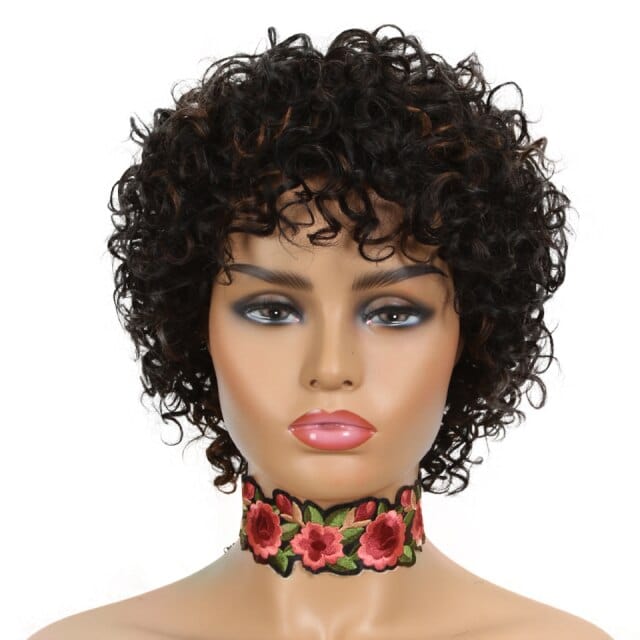 Zetvaa China / F1B/30 Colored Short Afro Loose Curly Bob Human Hair Wigs For Women Natural Glueless Brazilian Remy Machine Made Blonde Red Wig