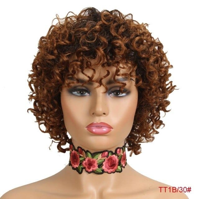 Zetvaa China / TT1B-30 Colored Short Afro Loose Curly Bob Human Hair Wigs For Women Natural Glueless Brazilian Remy Machine Made Blonde Red Wig