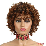 Zetvaa China / TT1B-30 Colored Short Afro Loose Curly Bob Human Hair Wigs For Women Natural Glueless Brazilian Remy Machine Made Blonde Red Wig