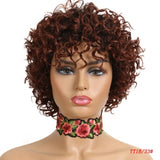 Zetvaa China / TT1B-33 Colored Short Afro Loose Curly Bob Human Hair Wigs For Women Natural Glueless Brazilian Remy Machine Made Blonde Red Wig