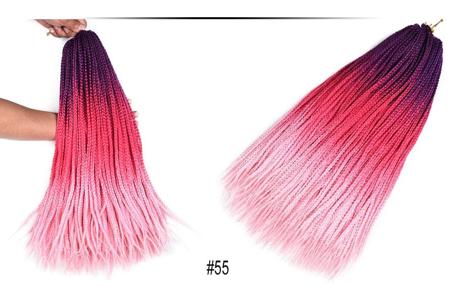 Zetvaa Colored Box Braid Crotchet Braid 24Inch Ombre Synthetic Braiding Hair Extension 22Roots Rainbow Crochet Hair African Braids