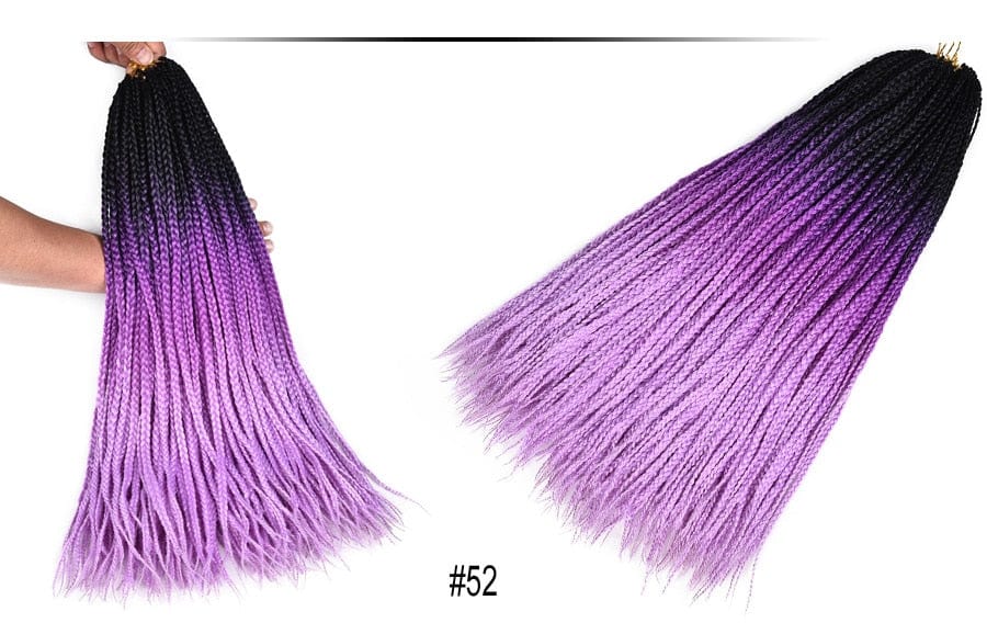 Zetvaa Colored Box Braid Crotchet Braid 24Inch Ombre Synthetic Braiding Hair Extension 22Roots Rainbow Crochet Hair African Braids