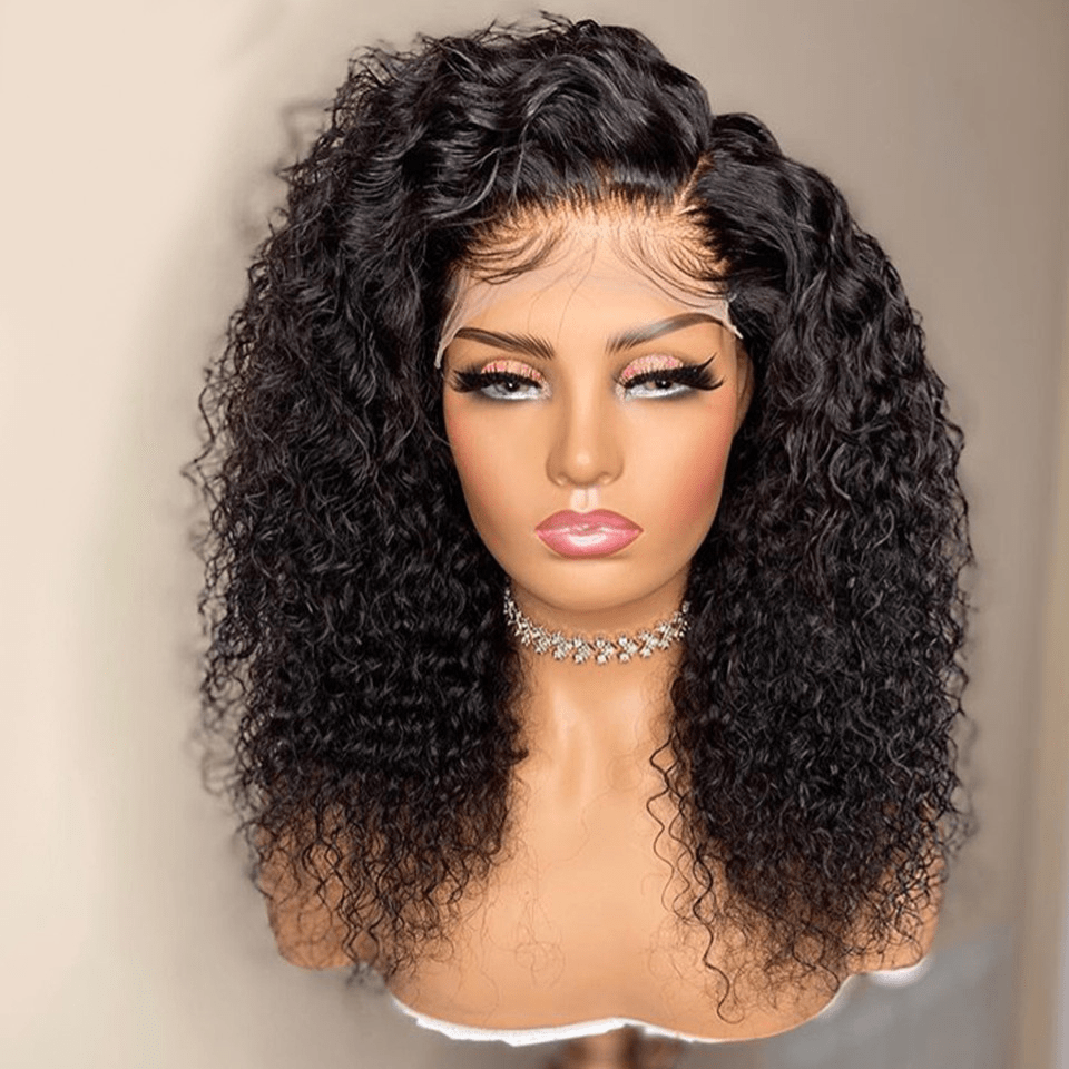 Zetvaa Deep Curly Lace Front Human Hair Wigs 13x6 Lace Frontal Wigs Brazilian Deep Wave Short Bob Lace Frontal Wig180 Density Wigs Remy