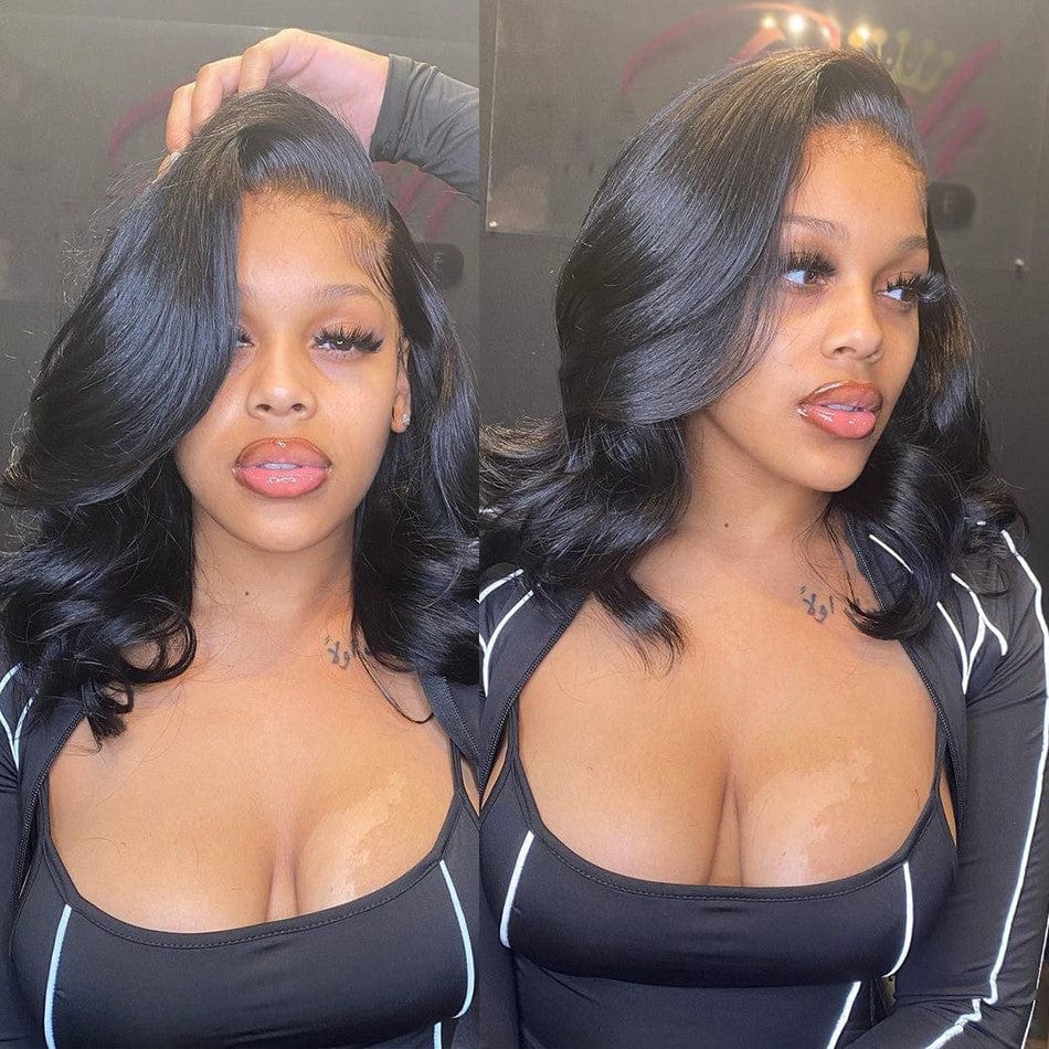 Zetvaa Highlight Wig Human Hair Wigs Short Bob Wig For Black Women T Part Brazilian Pre Plucked With Baby Hair Body Wave Lace Front Wig