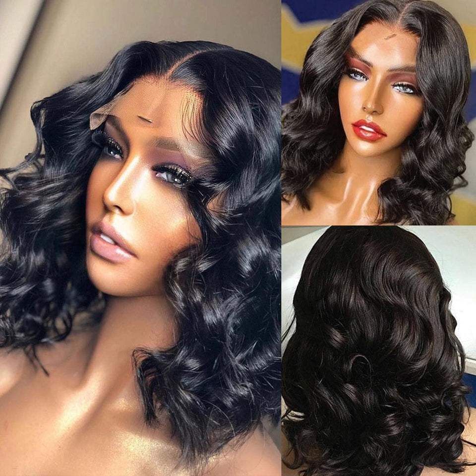 Zetvaa Highlight Wig Human Hair Wigs Short Bob Wig For Black Women T Part Brazilian Pre Plucked With Baby Hair Body Wave Lace Front Wig
