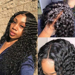 Zetvaa lace front human hair wigs for Black Women deep wave curly hd frontal bob wig brazilian afro short long 30 inch water wig full