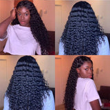 Zetvaa Long Afro Kinky Curly Human Hair Wig Pre Plucked 4x4 Lace Closure Wig 30 Inch Brazilian Lace Front Human Hair Wigs For Women