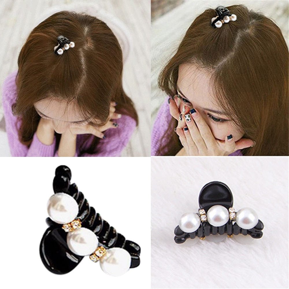 Zetvaa Luxury Pearls Hairpins Hair Ornaments Trendy Hair Clip Shiny Pearl Crab Hair Claws For Girl Hair Clips Hair Accessories Headwear