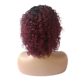 Zetvaa Ombre 99J Burgundy Afro Curly Bob Wigs Human Hair Brazilian Remy Glueless No Lace Front Deep Wave Machine Made Short Bob Wig