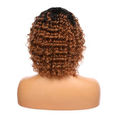 Zetvaa Ombre Brown Afro Curly Bob Wig Human Hair 1B/30 2 Tones None Lace Front Glueless Short Kinky Curly Full Machine Made Bob Wigs