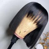 Zetvaa Straight Wig With Bangs Brazilian Fringe Bob Human Hair Wigs Remy Full Machine Made Human Hair Wigs For Women 8-32 Inch Wig
