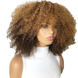 Zetvaa wig 1B 27 Color / 8inches / 150% 13x4 Lace Front Afro Kinky Curly Wig Honey Blonde 99J Red Black Wigs Pre Plucked Ombre Color Human Hair Wigs 150%