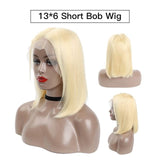 Zetvaa wig #613 / 14inches / 150% 150% Density  Short Bob Blonde Human Hair Wig