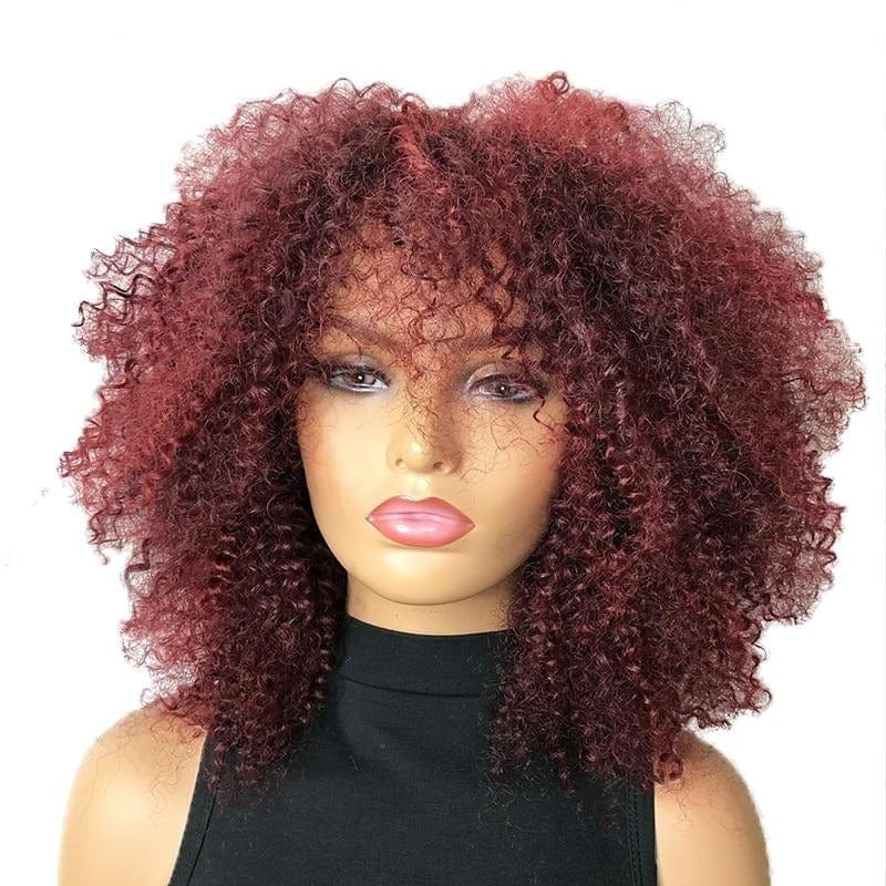 Zetvaa wig all  Burgundy Color / 16inches / 150% 13x4 Lace Front Afro Kinky Curly Wig Honey Blonde 99J Red Black Wigs Pre Plucked Ombre Color Human Hair Wigs 150%