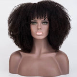 Zetvaa Wigs 250 Density Afro Kinky Curly Lace Front Human Hair Wigs With Bangs Short Bob Lace Frontal Wig For Women Full 4B 4C Dolago Black