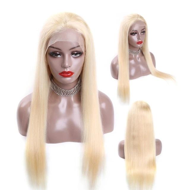 Zetvaa Wigs #613 / 8inches / 13x4 Lace Front Wig Platinum Pre Plucked Blonde Bleached Knots Wigs